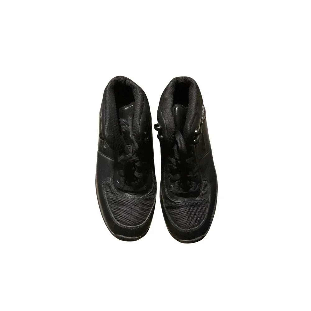 Kids Black Leather Ankle Boots Lug Sole Lace Up Casual Shoes 6‎ Y